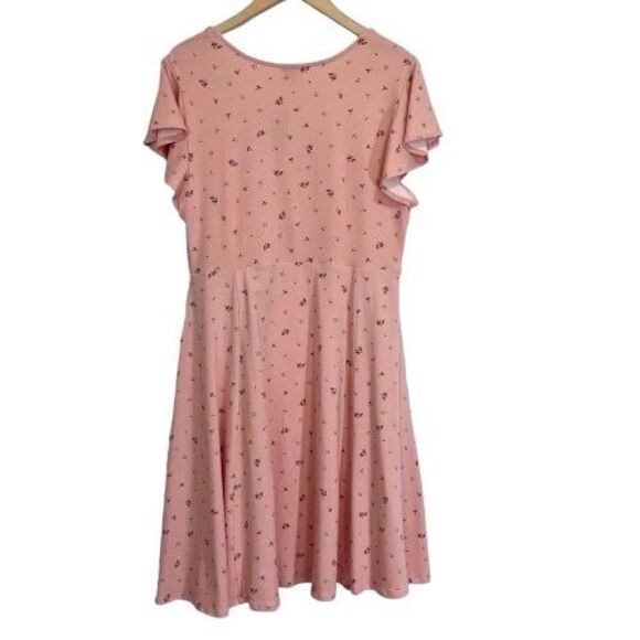 Torrid Pink Floral Mini Bow Front Dress Fit & Flare 1X - Picture 7 of 9